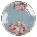 Clayre & Eef Breakfast Plate Ø 18 cm Blue Pink Porcelain Flowers