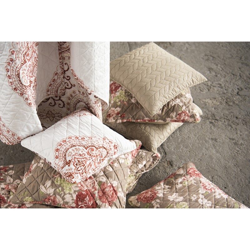 Clayre & Eef Kussenhoes  40x40 cm Wit Katoen Polyester Vierkant