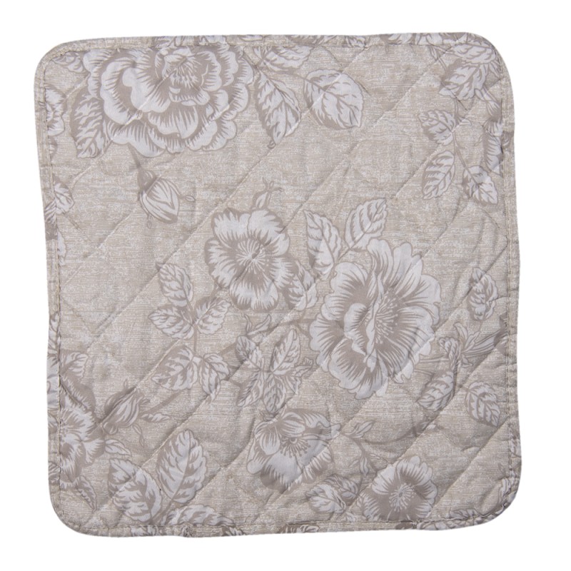 Clayre & Eef Kissenbezug 40x40 cm Beige Weiß Polyester Quadrat Blumen