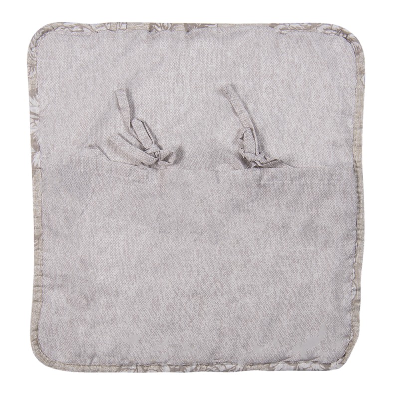 Clayre & Eef Federa per cuscino 40x40 cm Beige Bianco Poliestere Quadrato Fiori
