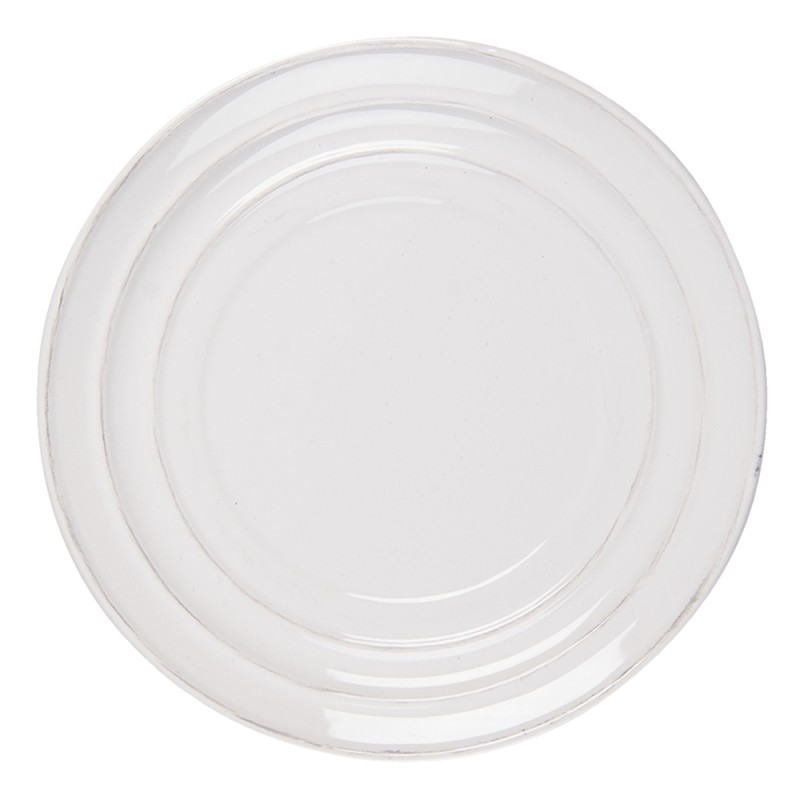 Clayre & Eef Piatto per la colazione Ø 22 cm Bianco Ceramica Rotondo