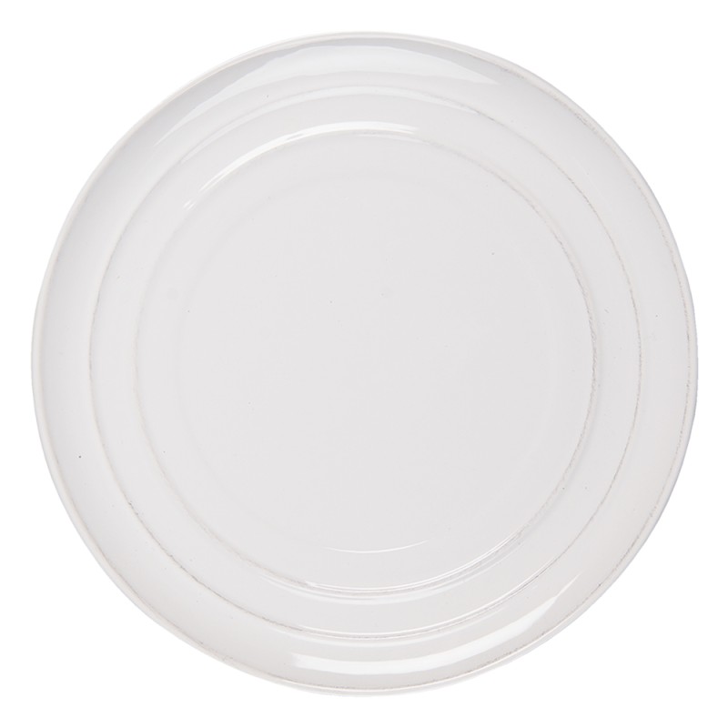 Clayre & Eef Piatto da cena   Ø 28 cm Bianco Ceramica Rotondo