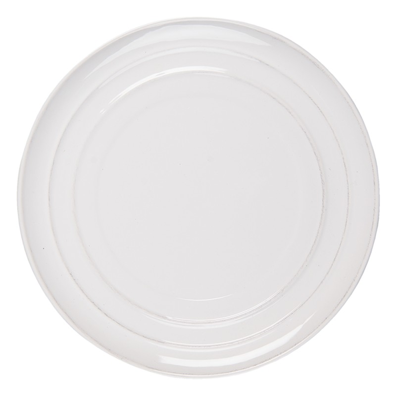 Clayre & Eef Dinner Plate Ø 28 cm White Ceramic Round