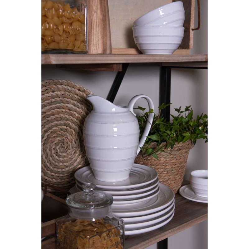 Clayre & Eef Piatto da cena   Ø 28 cm Bianco Ceramica Rotondo