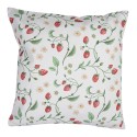 Clayre & Eef Cushion Cover 40x40 cm White Red Cotton Square Strawberries