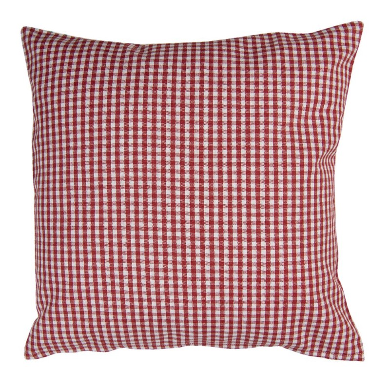 Clayre & Eef Kissenbezug 40x40 cm Weiß Rot Baumwolle Quadrat Erdbeeren