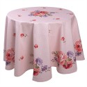 Clayre & Eef Tablecloth Ø 170 cm Pink Purple Cotton Round Roses
