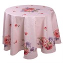 Clayre & Eef Tablecloth Ø 170 cm Pink Purple Cotton Round Roses