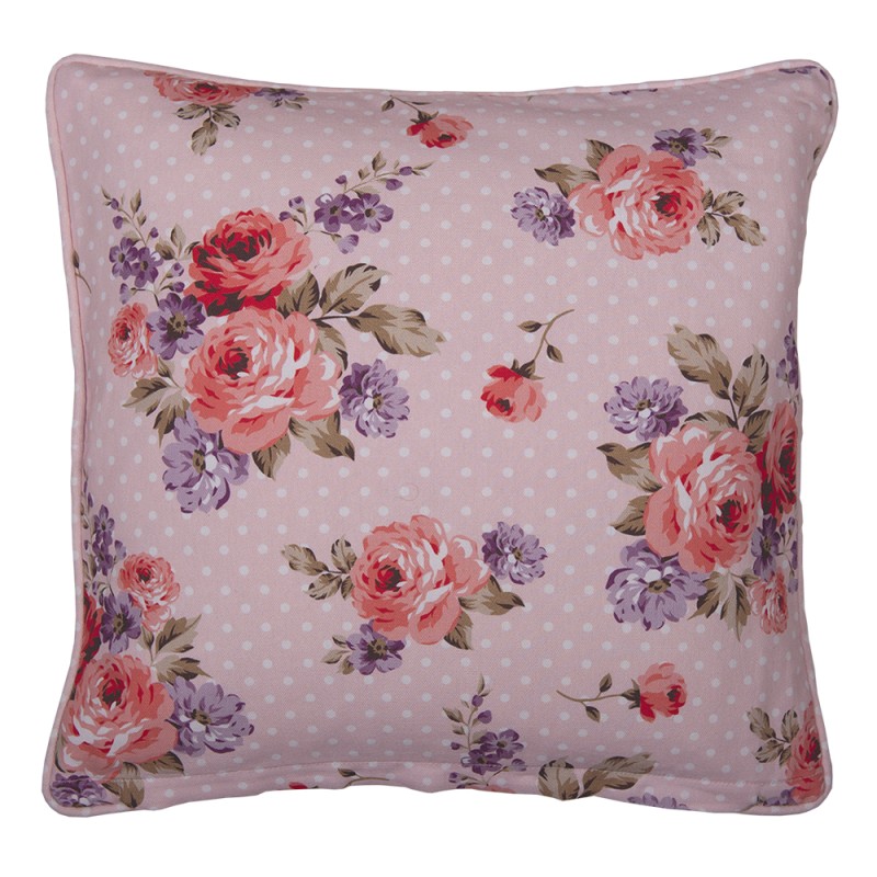 Clayre & Eef Federa per cuscino 40x40 cm Rosa Viola Cotone Quadrato Rose