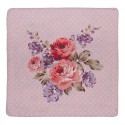 Clayre & Eef Kissenbezug 40x40 cm Rosa Violett Baumwolle Quadrat Rosen