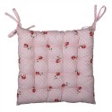 Clayre & Eef Chair Cushion Foam 40x40x4 cm Pink Cotton Square Flowers