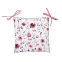 Clayre & Eef Coussin de chaise en mousse 40x40x4 cm Blanc Rose Coton Carré Roses