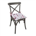 Clayre & Eef Chair Cushion Foam 40x40x4 cm White Pink Cotton Square Roses