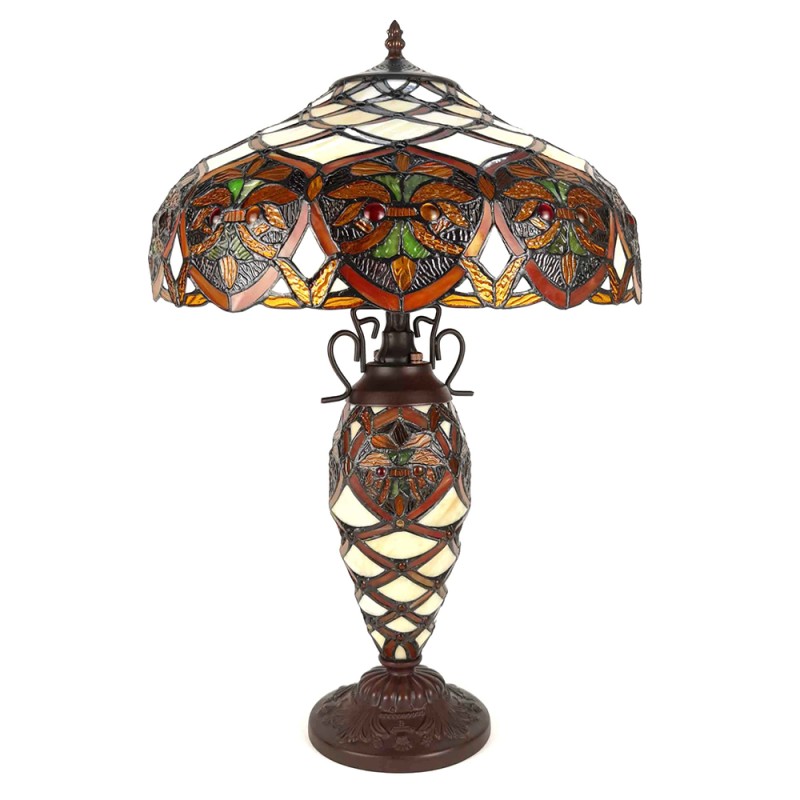 LumiLamp Lampada da tavolo Tiffany Ø 40x61 cm  Beige Marrone  Plastica Vetro