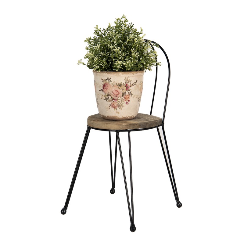 Clayre & Eef Petit table de plante Chaise 23x22x45 cm Marron Bois Fer