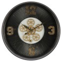 Clayre & Eef Wall Clock Ø 60 cm Black Iron Glass Round