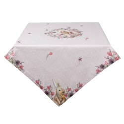 Clayre & Eef Vierkant Tafelkleed 100x100 cm Beige Roze Katoen Vierkant