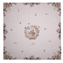 Clayre & Eef Tablecloth 100x100 cm Beige Pink Cotton Square Rabbit Flowers