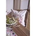 Clayre & Eef Housse de coussin 40x40 cm Beige Rose Coton Carré Fleurs de lapin