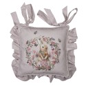 Clayre & Eef Housse de coussin pour coussin de chaise 40x40 cm Beige Rose Coton Carré Fleurs de lapin