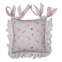 Clayre & Eef Kissenbezug für Stuhlkissen 40x40 cm Beige Rosa Baumwolle Quadrat Kaninchen Blumen