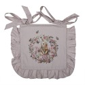 Clayre & Eef Housse de coussin pour coussin de chaise 40x40 cm Beige Rose Coton Carré Fleurs de lapin