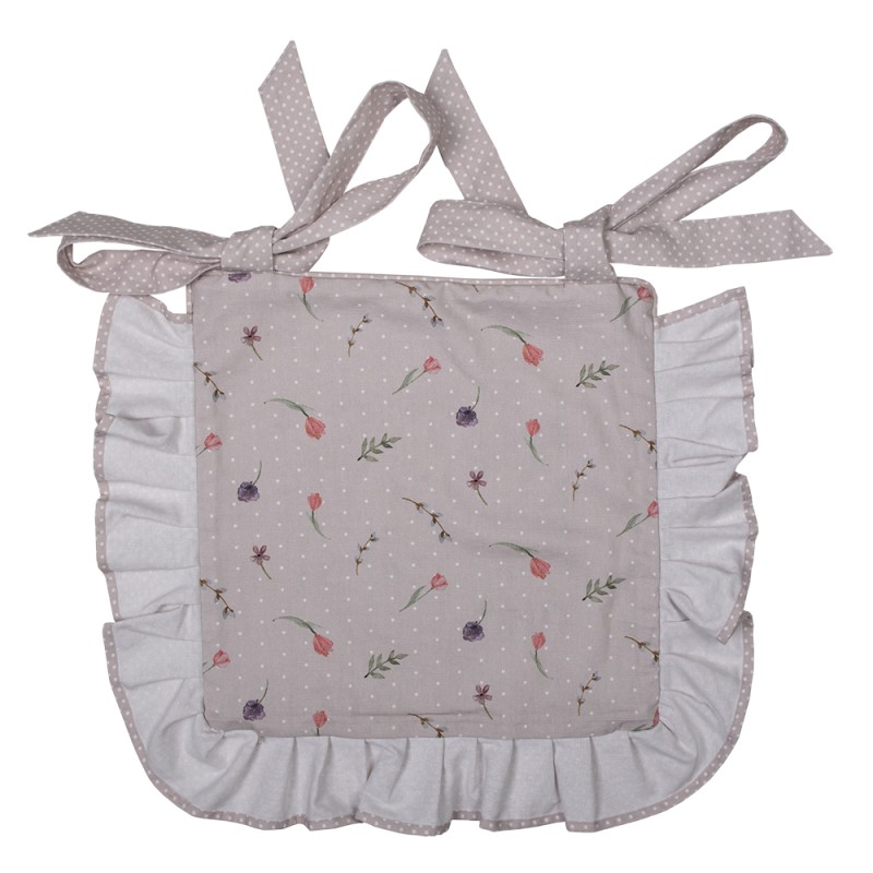 Clayre & Eef Housse de coussin pour coussin de chaise 40x40 cm Beige Rose Coton Carré Fleurs de lapin