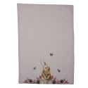 Clayre & Eef Torchon 50x70 cm Blanc Rose Coton Rectangle Fleurs de lapin