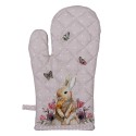 Clayre & Eef Manique de four 18x30 cm Beige Rose Coton Fleurs de lapin