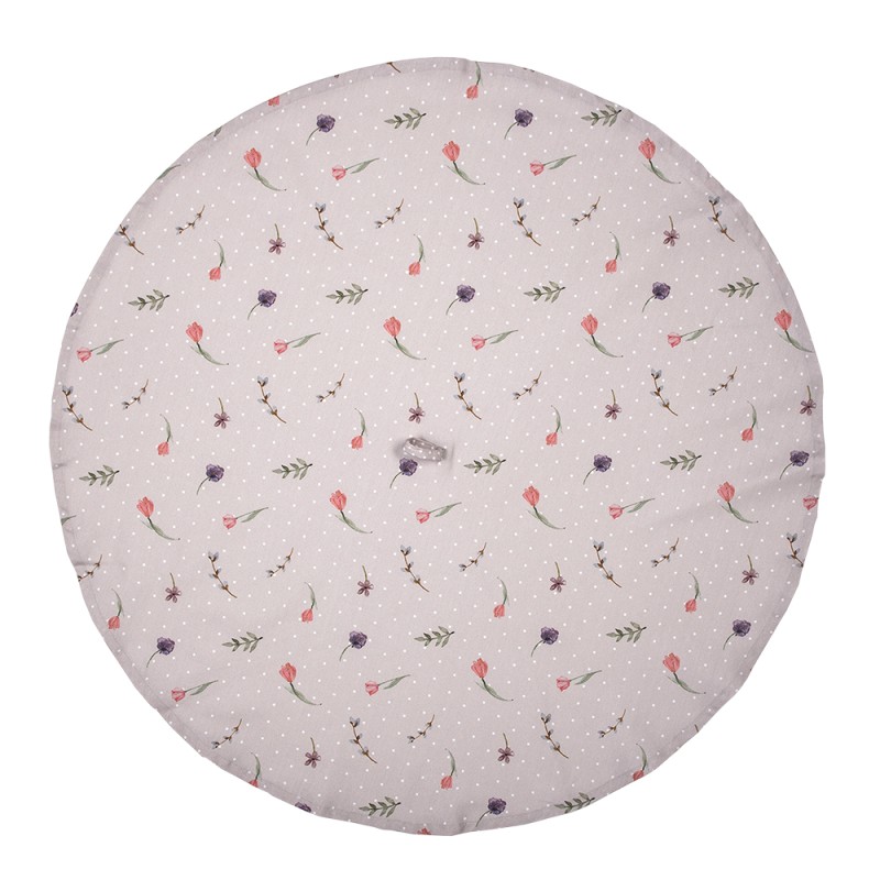 Clayre & Eef Asciugamani da cucina Ø 80 cm Beige Rosa  Cotone Rotondo Fiori