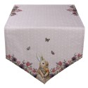 Clayre & Eef Table Runner 50x160 cm Beige Pink Cotton Rabbit Flowers