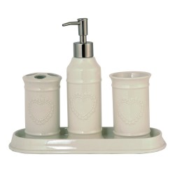 Clayre & Eef Bathroom Set of 4 Beige Ceramic