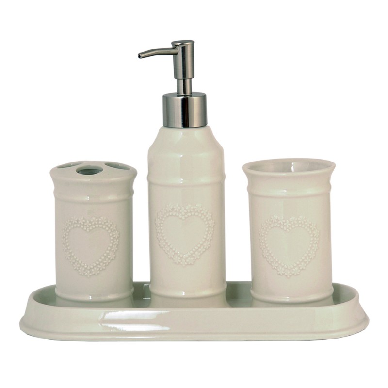 2Clayre & Eef Bathroom Set Set of 4 Beige Ceramic