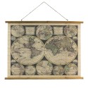 Clayre & Eef Wall Tapestry 100x76 cm Beige Brown Wood Textile Rectangle World Map