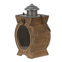 Clayre & Eef Lantern 16x12x28 cm Brown Wood Glass Oval