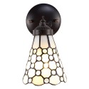 LumiLamp Wandlamp Tiffany  17x12x23 cm  Wit Bruin Glas Metaal Rond