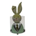 Clayre & Eef Wind Light Rabbit 11x10x22 cm Green White Metal Glass