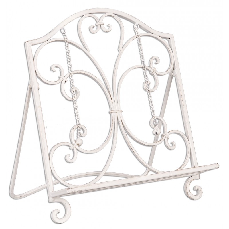 Clayre & Eef Cookbook Stand 32x24x35 cm White Iron Rectangle