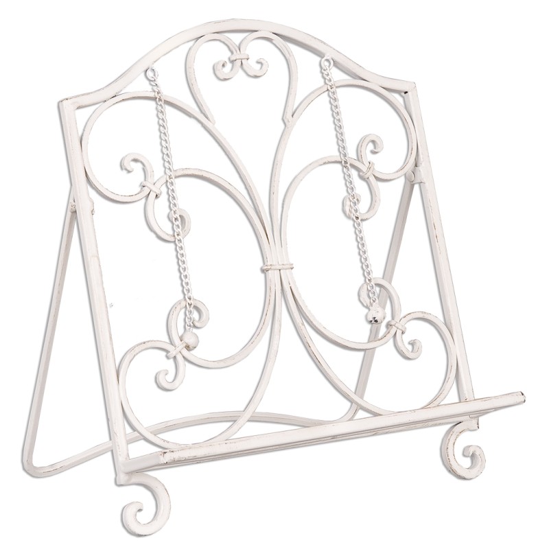 2Clayre & Eef Cookbook Stand 32x24x35 cm White Iron 2Clayre & Eef Cookbook Stand 32x24x35 cm White Iron