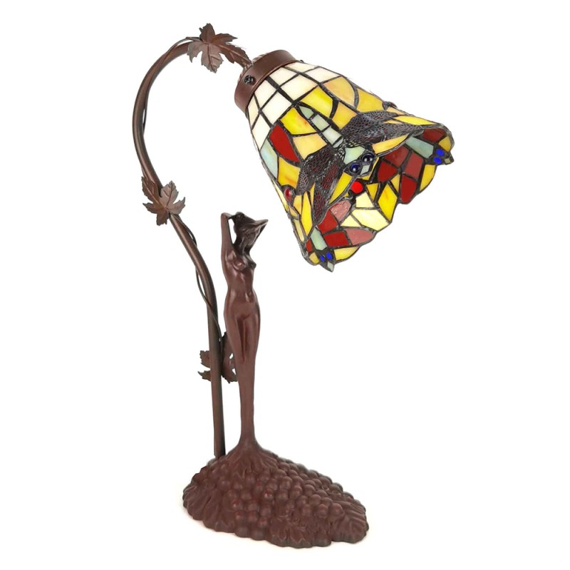 LumiLamp Lampe de table Tiffany 14x13x37 cm  Jaune Marron Plastique Verre