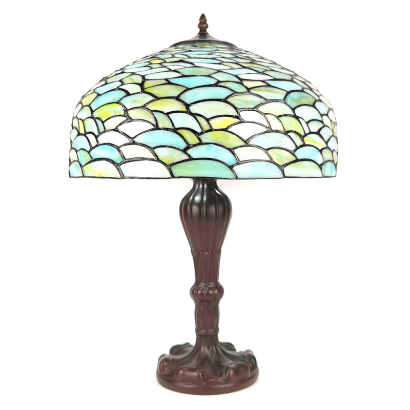 LumiLamp Lampada da tavolo Tiffany Ø 41x60 cm  Turchese  Plastica Vetro