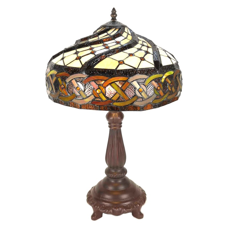 LumiLamp Lampada da tavolo Tiffany Ø 34x58 cm  Marrone Plastica Vetro