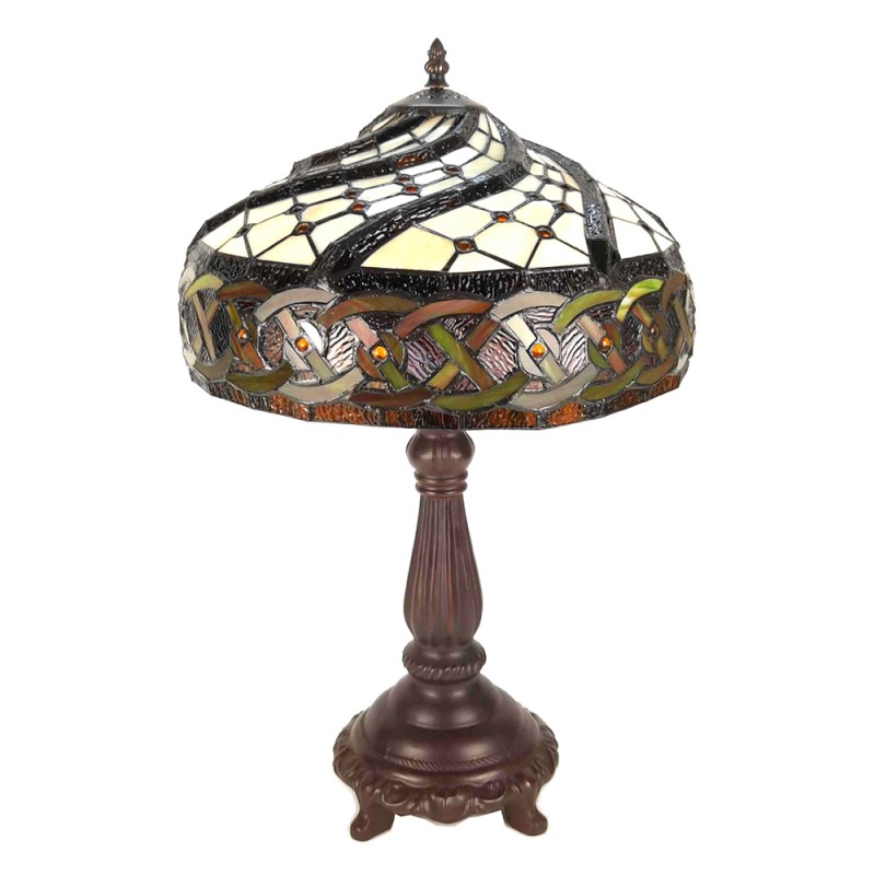 LumiLamp Lampe de table Tiffany Ø 34x58 cm  Marron Plastique Verre