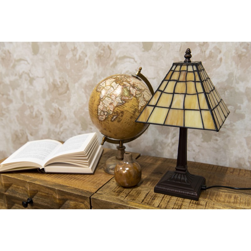 LumiLamp Lampe de table Tiffany Ø 20x38 cm  Jaune Plastique Verre