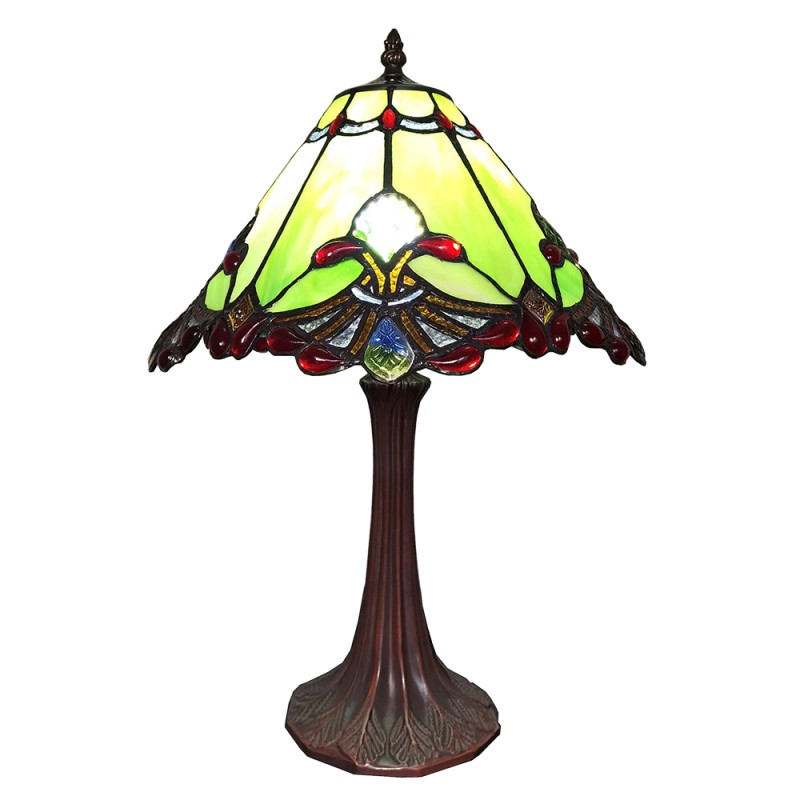 LumiLamp Lampe de table Tiffany Ø 31x49 cm  Vert Rouge Verre Plastique