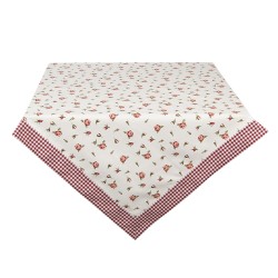 Clayre & Eef Tablecloth 150x150 cm Red White Cotton Square Roses