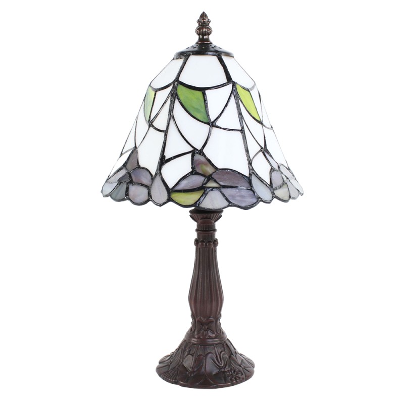 LumiLamp Lampe de table Tiffany Ø 20x34 cm  Blanc Vert Verre Plastique