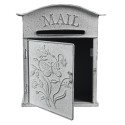 Clayre & Eef Mailbox 26x10x31 cm Grey White Metal Flowers Mail