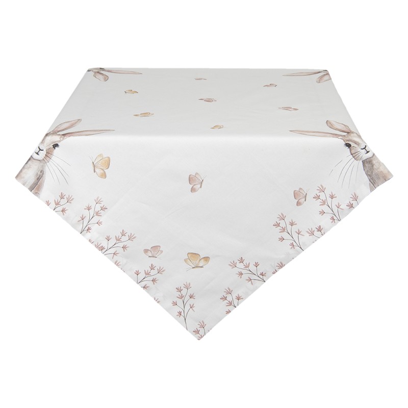 Clayre & Eef Nappe 130x180 cm Blanc Marron Coton Rectangle Lapin