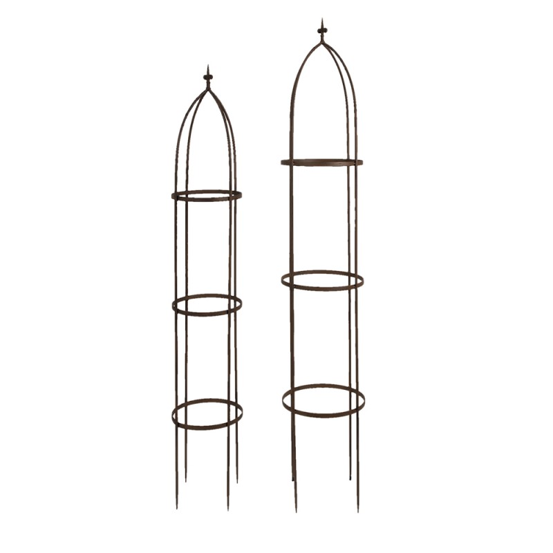 Clayre & Eef Garden Obelisks Set of 2 Brown Iron